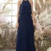 Halter Marine Blauwe Chiffon Bruidsmeisjes Jurk -Jurken Korting Winkel ZDGAS156155Navy 1