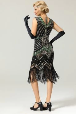 Rood &Zwart Glitter Fringe 1920s Flapper Jurk -Jurken Korting Winkel ZPKAV035black gold 6 7cfd6f8e 595a 40fe b405 9030df0df7b7