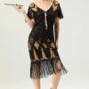 Golden Fringe Jaren 1920 Jurk -Jurken Korting Winkel ZPKAV108 Golden 1 first