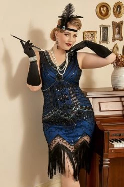 Pailletten Donkergroen Grote Maat 1920s Flapper Jurk -Jurken Korting Winkel ZPKAV113RoyalBlue 3 499b9bce 7a5b 486b 8917 882bd165c7cf