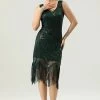 1920 Retro Pailletten Franje Jurk -Jurken Korting Winkel ZPKAV62 Dark Green 1 first