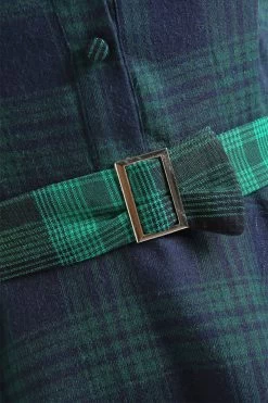Groene Plaid Jaren '50 Jurk -Jurken Korting Winkel ZPKCGZL21012 4