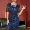 Blauwe Pailletten Fringe Gatsby 1920s Jurk Met Mouwen -Jurken Korting Winkel ZPKCGZL21281blue 1 first