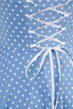 Retro Polka Dots Halter Open Rug Jurk -Jurken Korting Winkel ZPKCGZL21689 Blue Small White Dot 5