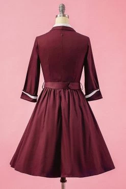Marine Blauwe Vintage Grote Maat Wrap Jurk -Jurken Korting Winkel ZPKYYCGHX051110 Burgundy 01 1024x1024 2x d53b7a6e 0f3c 46d9 96ca da16c3628116