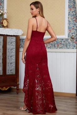 Witte Lace Beach Trouwjurk -Jurken Korting Winkel ZPKYYLH01208 Dark Red 5