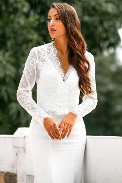 V Hals Witte Kanten Tops 9 V Hals Witte Kanten Tops -Jurken Korting Winkel ZPKYYLH0804 2