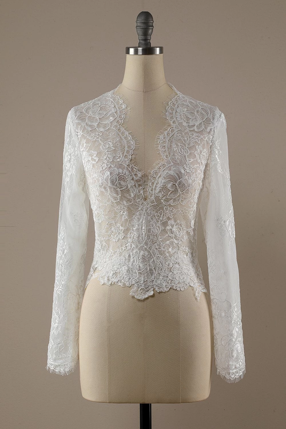 V Hals Witte Kanten Tops 6 V Hals Witte Kanten Tops - Afbeelding 4