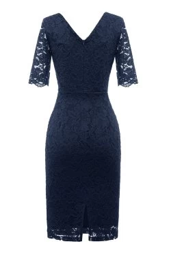Bordeaux Bodycon Kant Feestjurk Met Mouwen -Jurken Korting Winkel ZPKYYZL039 20Navy 2
