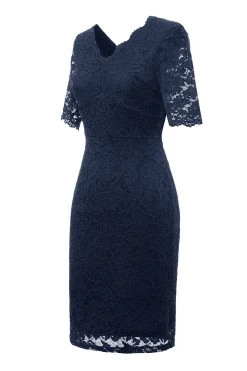 Bordeaux Bodycon Kant Feestjurk Met Mouwen -Jurken Korting Winkel ZPKYYZL039 20Navy 3