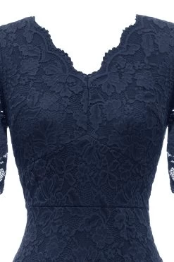 Bordeaux Bodycon Kant Feestjurk Met Mouwen -Jurken Korting Winkel ZPKYYZL039 20Navy 4