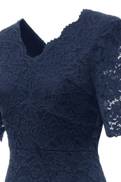 Bordeaux Bodycon Kant Feestjurk Met Mouwen -Jurken Korting Winkel ZPKYYZL039 20Navy 5