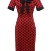 Polka Dots Rode Jaren 1960 Jurk Met Strik -Jurken Korting Winkel ZPKYYZL043Red 1 first