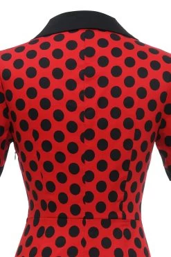 Polka Dots Rode Jaren 1960 Jurk Met Strik -Jurken Korting Winkel ZPKYYZL043Red 6