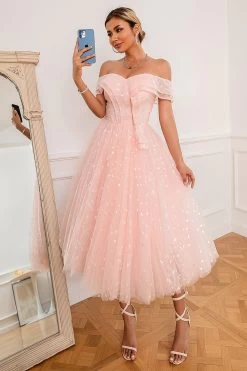 Roze Off Shoulder Harten Galajurk -Jurken Korting Winkel ZPKYYZL107 Pink 6