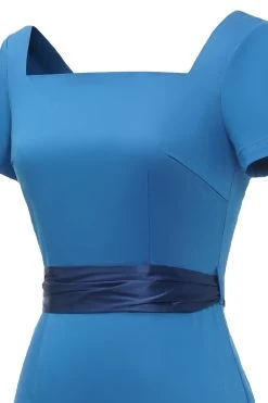 Blauwe Jaren 1960 Bodycon Jurk Met Strik -Jurken Korting Winkel ZPKYYZL111Blue 5