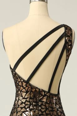 Zeemeermin Een Shouler Donker Gouden Pailletten Galajurk -Jurken Korting Winkel ZPKYYZL118 Dark Gold 6