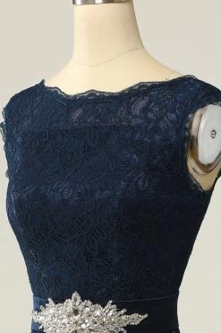 Navy Lace Sheath Moeder Jurk -Jurken Korting Winkel ZPKYYZL148 Navy 5