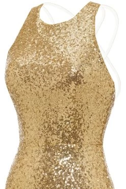 Bodycon Gouden Pailletten Cocktail Jurk Open Rug -Jurken Korting Winkel ZS2108011 4