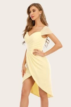 Gele Bodycon Bruidsmeisje Jurk Met Plooien -Jurken Korting Winkel b9d4486bf7dd2e1d3f661ff1f32652ce