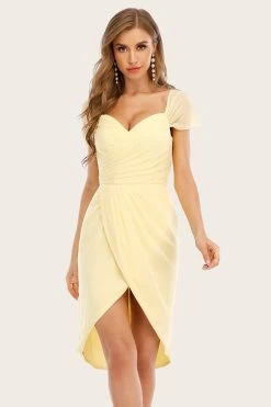 Gele Bodycon Bruidsmeisje Jurk Met Plooien -Jurken Korting Winkel bcfa8a5ec1d3766d999465ca73ac2f54