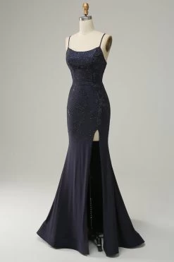 Navy Sweetheart Beaded Galajurk Met Split -Jurken Korting Winkel zqjy2023217Navy 3